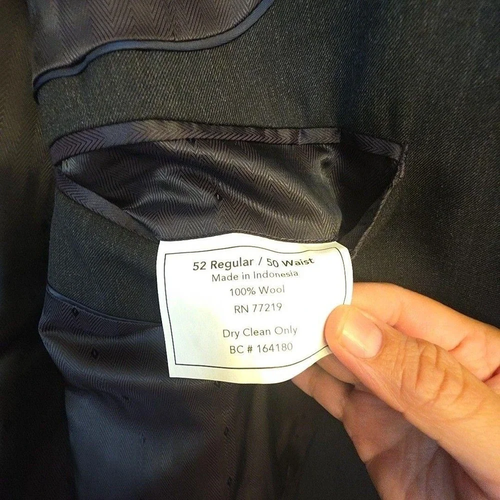Joseph & Feiss Suit Jacket Mens 52R Gray 100% Wool 2 Button Classic